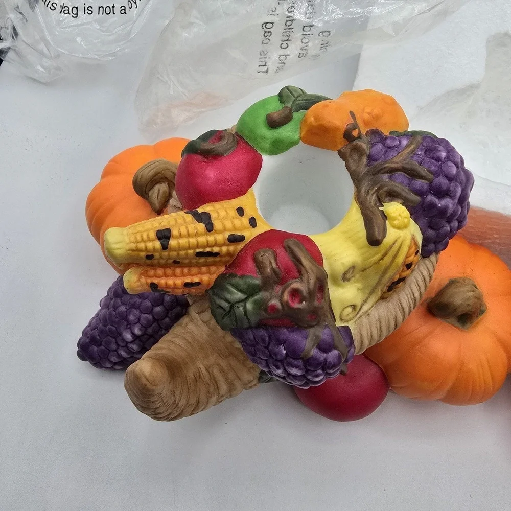 Partylite Harvest Time Taper Candle Holders CORNUCOPIA PUMPKIN Thanksgiving Fall